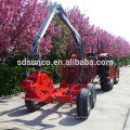 tractor implement log Trailer with crane